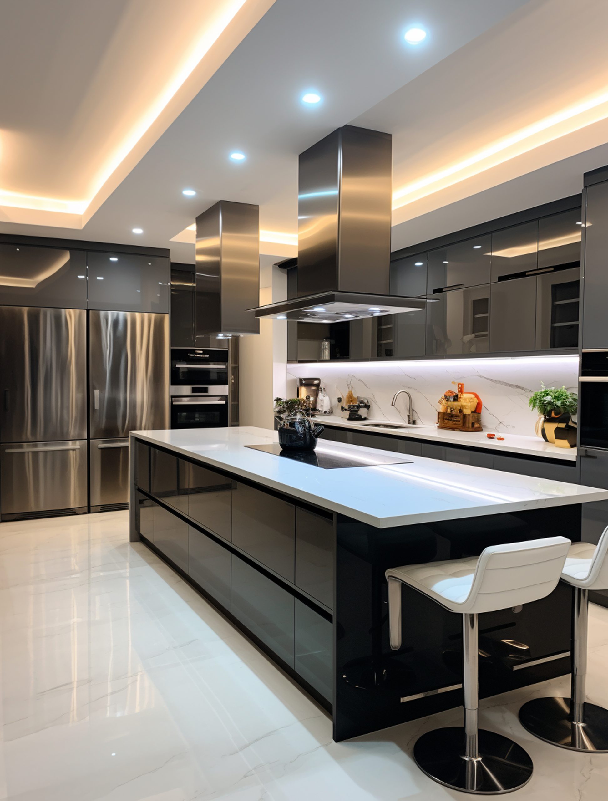 Tendencias en diseño de cocinas 2025 con estilo moderno, colores oscuros y materiales sostenibles